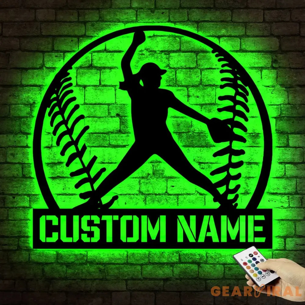 Custom Softball Pitcher Metal Wall Art With Led Lights - Pitcher Girl Sign - Birthday Gift Dorm Decoration Gift For