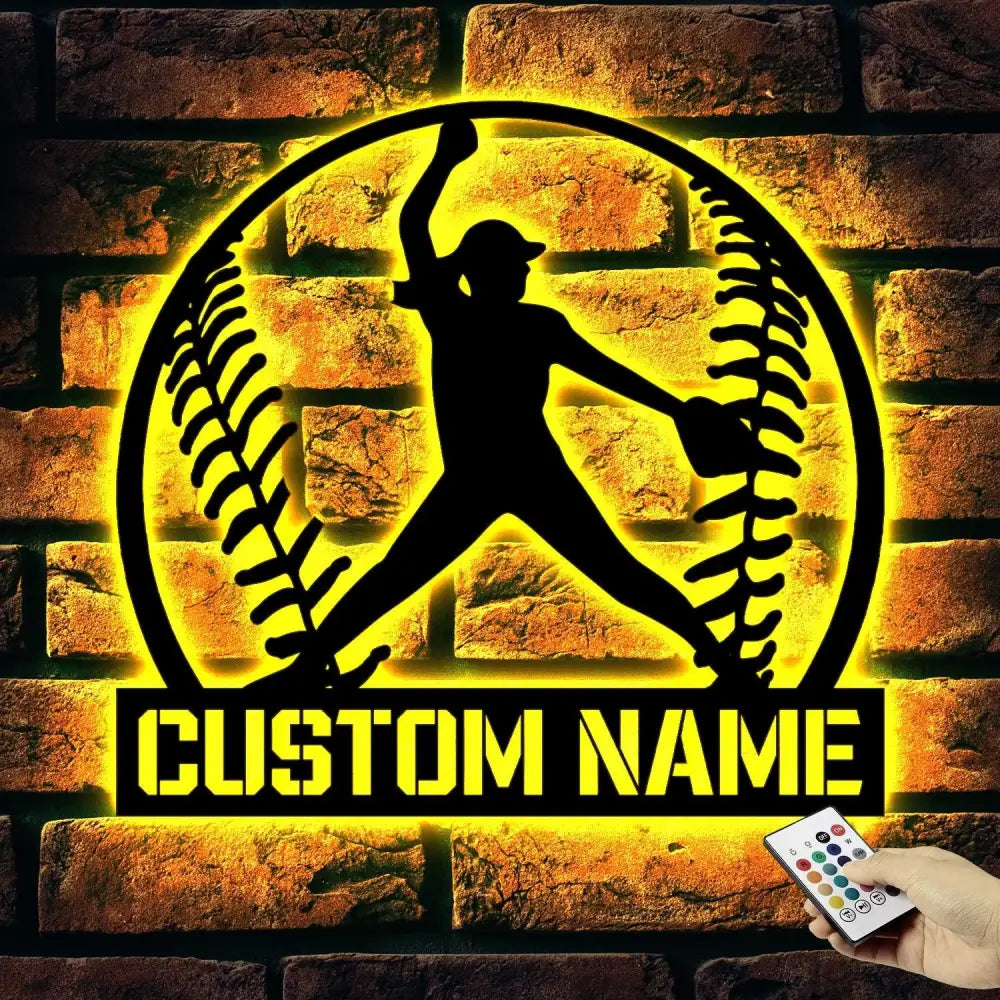 Custom Softball Pitcher Metal Wall Art With Led Lights - Pitcher Girl Sign - Birthday Gift Dorm Decoration Gift For