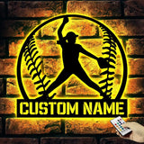 Custom Softball Pitcher Metal Wall Art With Led Lights - Pitcher Girl Sign - Birthday Gift Dorm Decoration Gift For