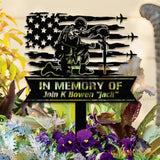 Custom Soldier Kneeling Metal Memorial Stake Soldier Kneeling at Cross Army Memorial Remembrance Stake Sympathy Sign