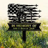 Custom Soldier Kneeling Metal Memorial Stake, Soldier Kneeling at Cross, Army Memorial, Remembrance Stake, Sympathy Sign, Grave Markers