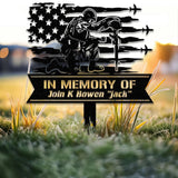 Custom Soldier Kneeling Metal Memorial Stake, Soldier Kneeling at Cross, Army Memorial, Remembrance Stake, Sympathy Sign, Grave Markers