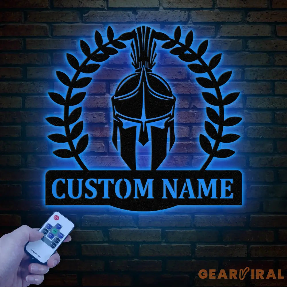 Custom Spartan Warrior Monogram Metal Sign with LED Lights Personalized Spartan Wall Art Metal Spartan Decor for Home