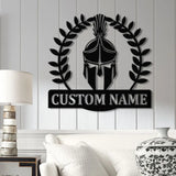 Custom Spartan Warrior Monogram Metal Sign with LED Lights Personalized Spartan Wall Art Metal Spartan Decor for Home