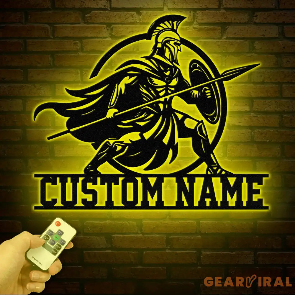 Custom Spartan Warrior Monogram Metal Sign with LED Lights Personalized Spartan Wall Art Metal Spartan Decor for Home