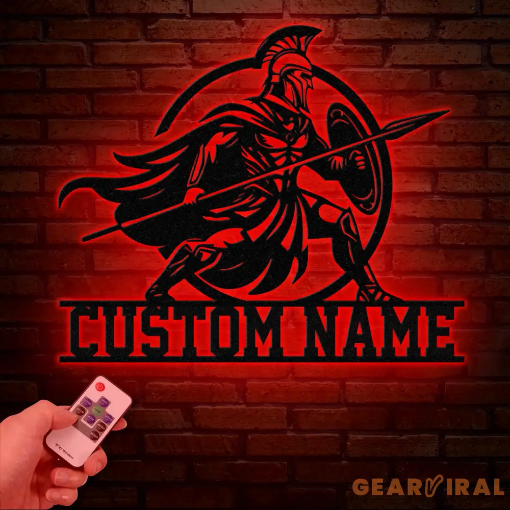 Custom Spartan Warrior Monogram Metal Sign with LED Lights Personalized Spartan Wall Art Metal Spartan Decor for Home