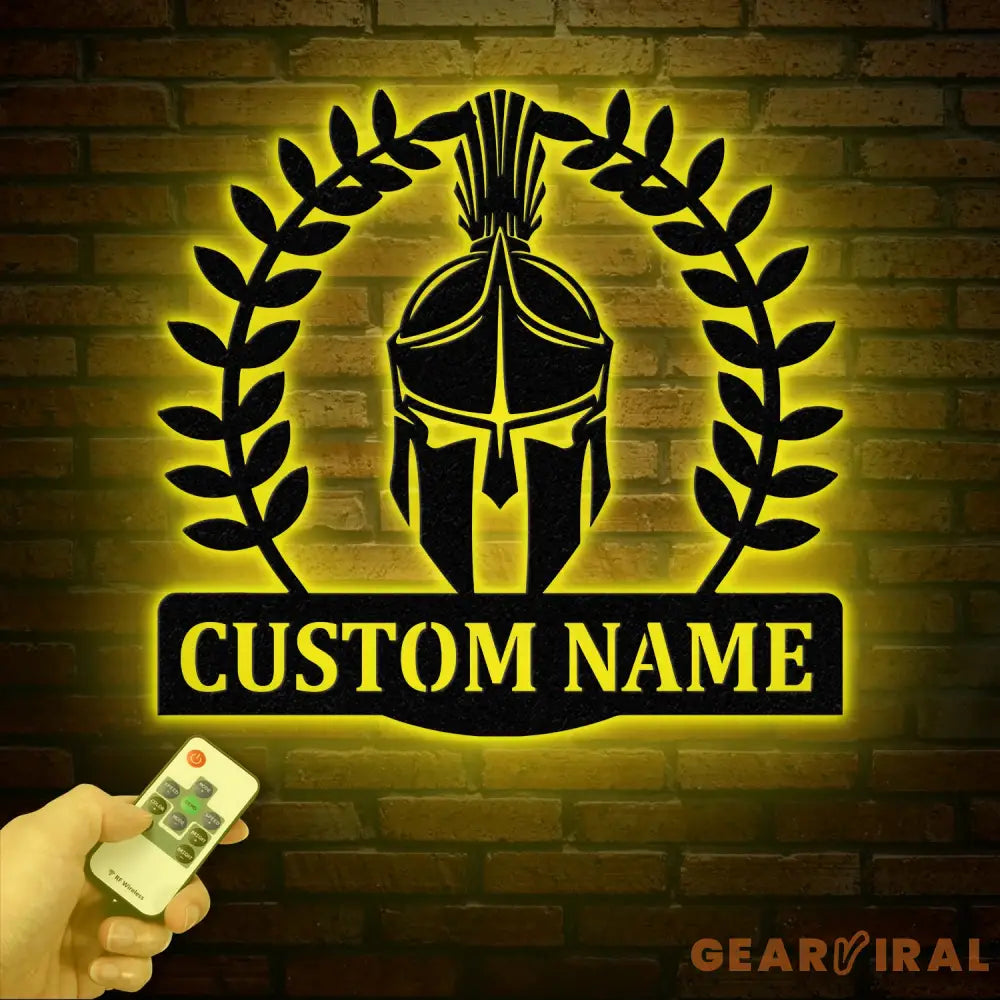 Custom Spartan Warrior Monogram Metal Sign with LED Lights Personalized Spartan Wall Art Metal Spartan Decor for Home