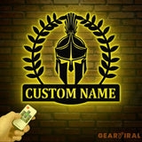 Custom Spartan Warrior Monogram Metal Sign with LED Lights Personalized Spartan Wall Art Metal Spartan Decor for Home