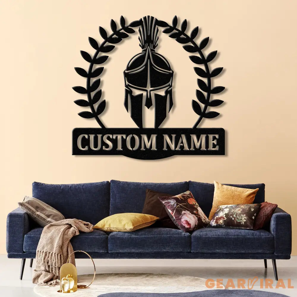 Custom Spartan Warrior Monogram Metal Sign with LED Lights Personalized Spartan Wall Art Metal Spartan Decor for Home