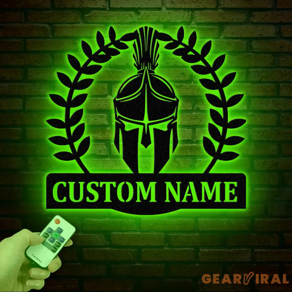 Custom Spartan Warrior Monogram Metal Sign with LED Lights Personalized Spartan Wall Art Metal Spartan Decor for Home