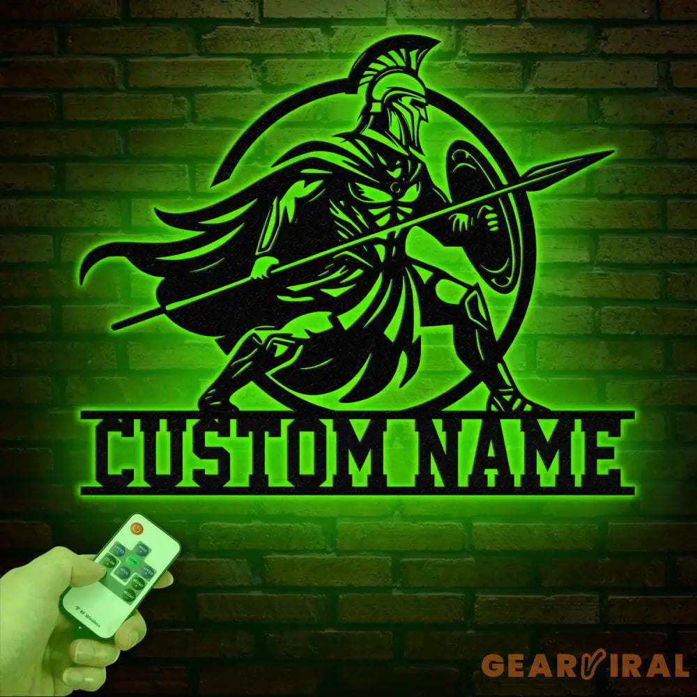 Custom Spartan Warrior Monogram Metal Sign with LED Lights Personalized Spartan Wall Art Metal Spartan Decor for Home
