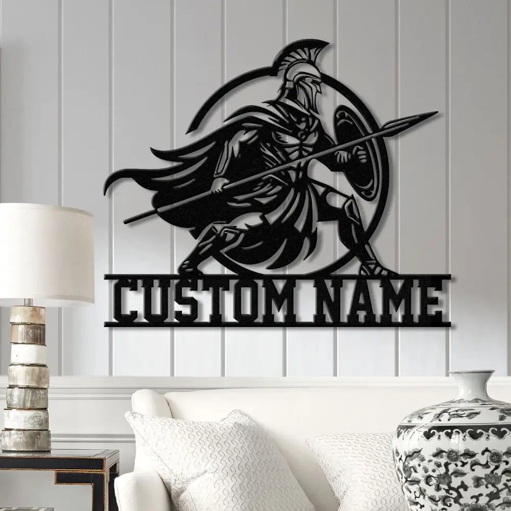 Custom Spartan Warrior Monogram Metal Sign with LED Lights Personalized Spartan Wall Art Metal Spartan Decor for Home