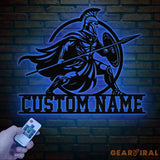 Custom Spartan Warrior Monogram Metal Sign with LED Lights Personalized Spartan Wall Art Metal Spartan Decor for Home