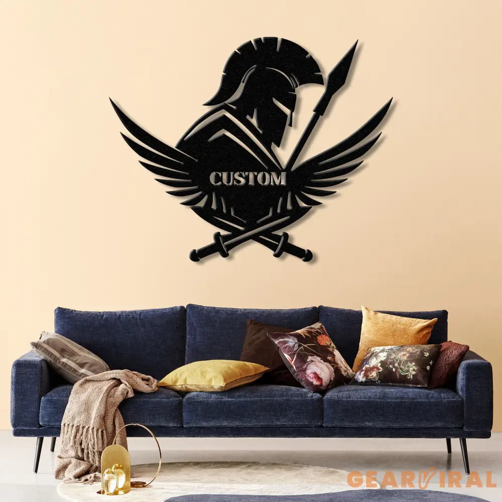 Custom Spartan Warrior Monogram Metal Wall Art with LED Lights Personalized Spartan Metal Sign Metal Spartan Wall Decor
