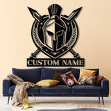 Custom Spartan Warrior Monogram Metal Wall Art with LED Lights Personalized Spartan Metal Sign Metal Spartan Wall Decor