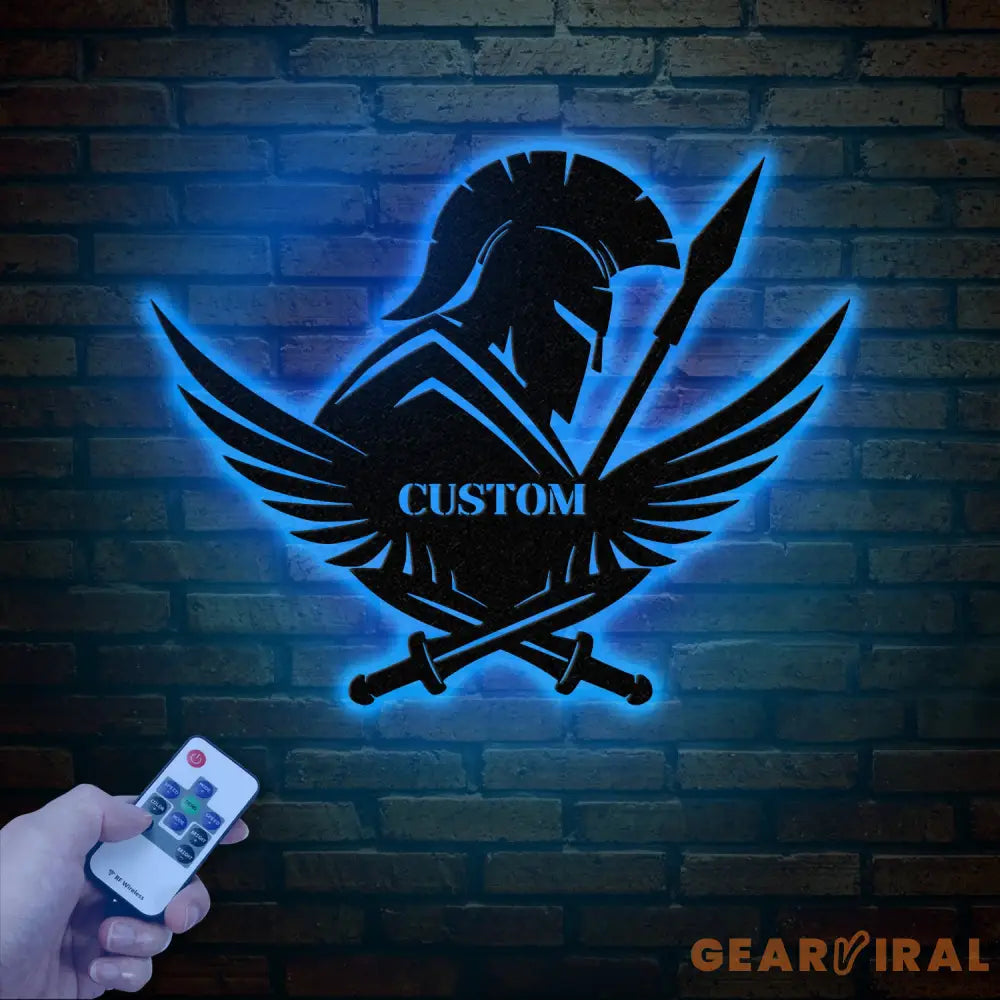 Custom Spartan Warrior Monogram Metal Wall Art with LED Lights Personalized Spartan Metal Sign Metal Spartan Wall Decor