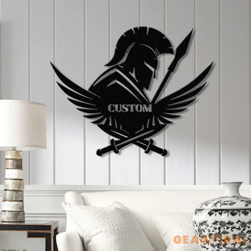Custom Spartan Warrior Monogram Metal Wall Art with LED Lights Personalized Spartan Metal Sign Metal Spartan Wall Decor