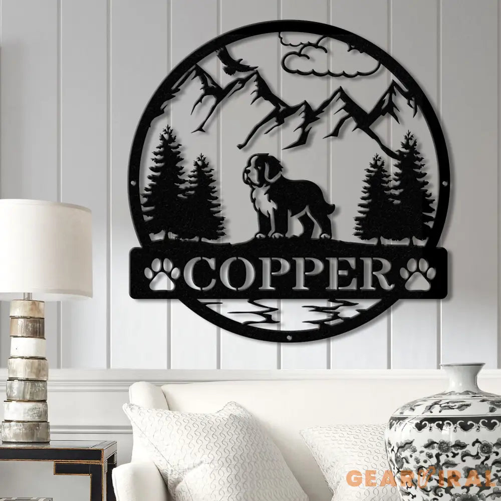 Custom St Bernard Metal Sign Dog Name Sign Personalized St Bernard Wall Decor Dog Lovers Wall Art Dog Mom Gifts Pet