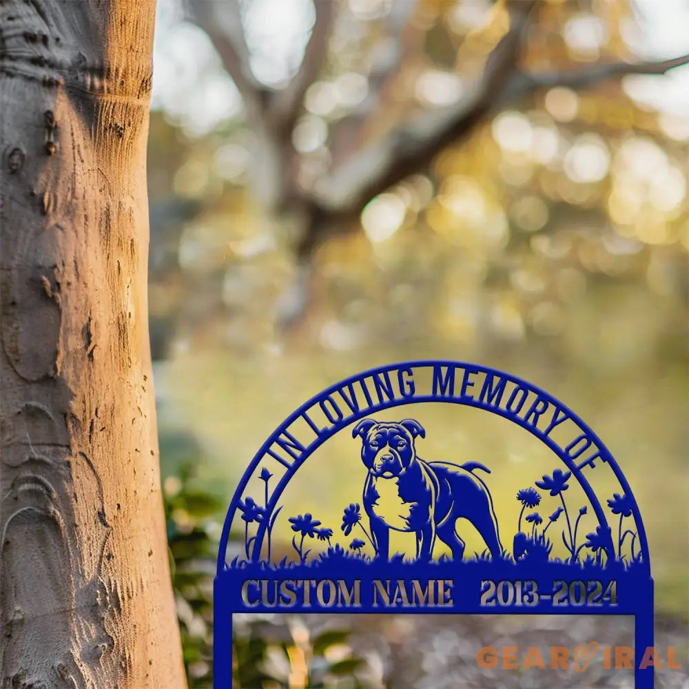 Custom Staffordshire Bull Terrier Memorial Metal Stake - Personalized Pet Grave Marker Remembrance Sign Sympathy Gift