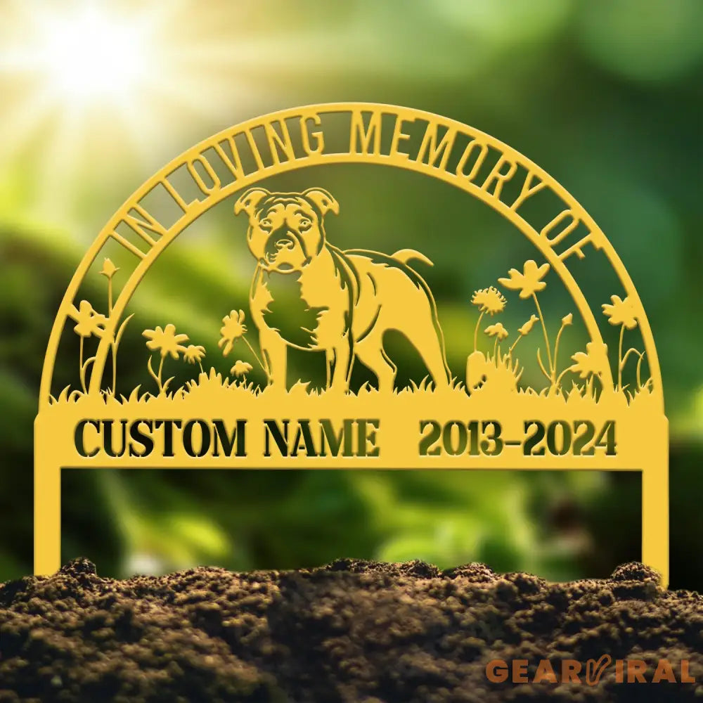 Custom Staffordshire Bull Terrier Memorial Metal Stake - Personalized Pet Grave Marker Remembrance Sign Sympathy Gift