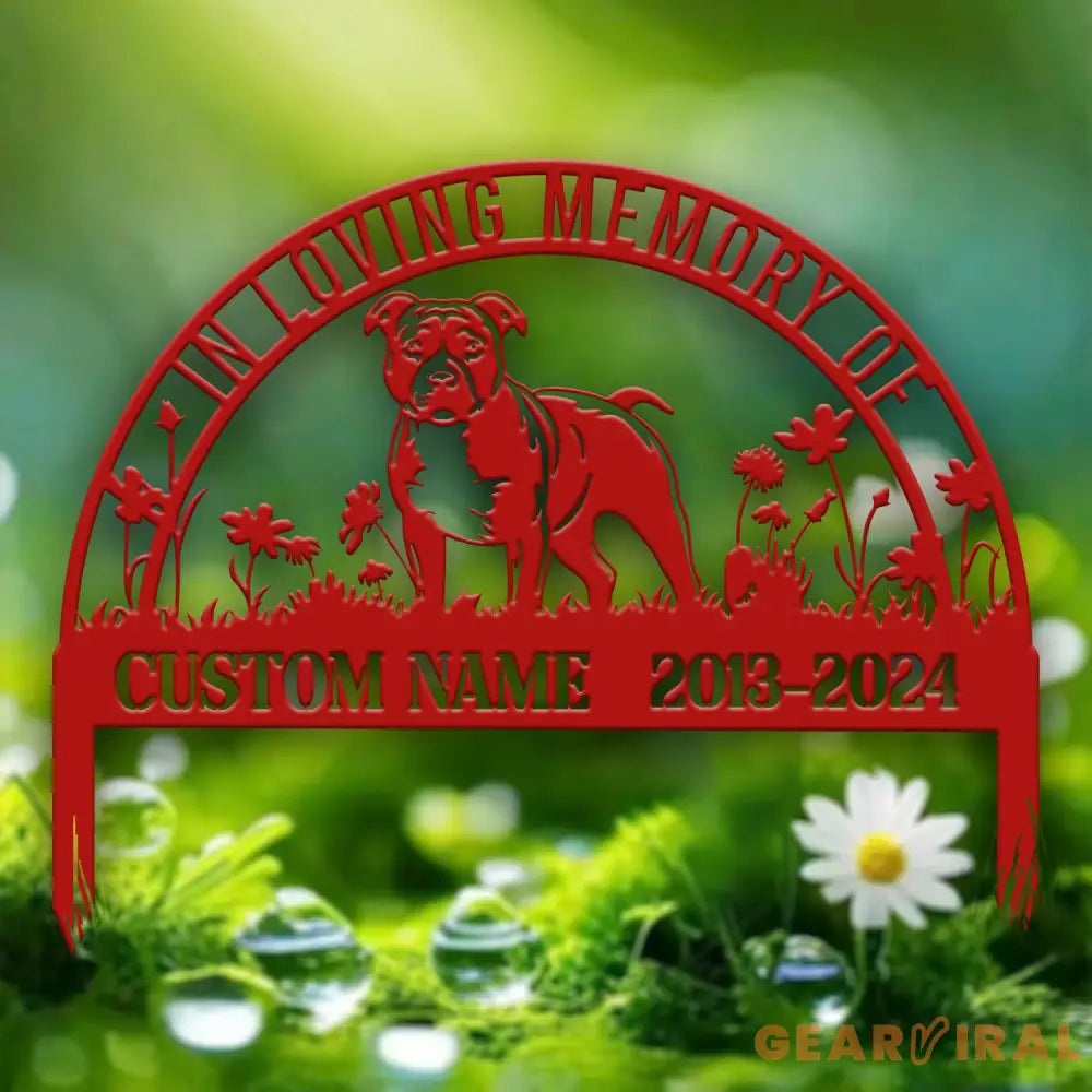 Custom Staffordshire Bull Terrier Memorial Metal Stake - Personalized Pet Grave Marker Remembrance Sign Sympathy Gift