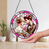 Custom Stained Glass Couples Portrait From Photo Personalized Window Hanging Suncatcher Couple Wedding Anniversary Gift