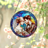 Custom Stained Glass Couples Portrait From Photo Personalized Window Hanging Suncatcher Couple Wedding Anniversary Gift