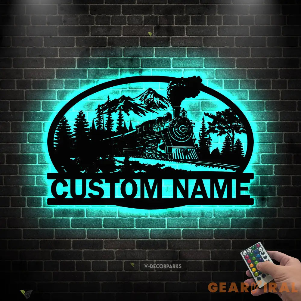 Custom Steam Engine Train Locomotive Metal Wall Art with LED Light Personalized Train Driver Name Sign Home Decor