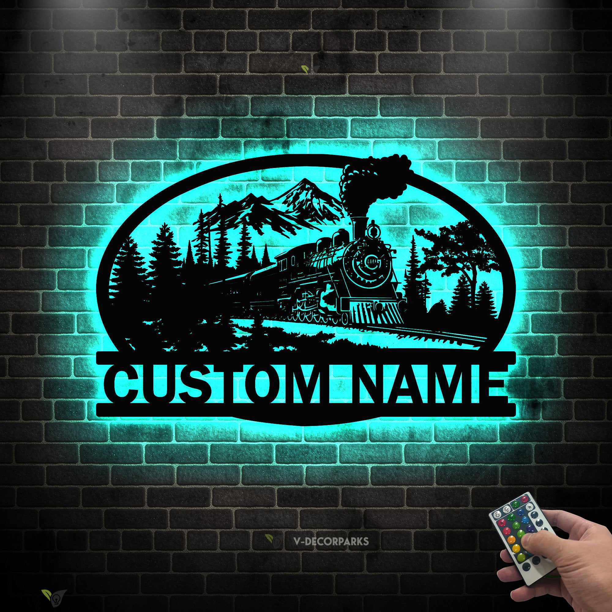 Custom Steam Engine Train Locomotive Metal Wall Art with LED Light Personalized Train Driver Name Sign Home Decor Railroad Decoration | GearViral