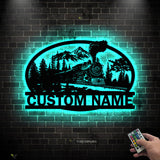 Custom Steam Engine Train Locomotive Metal Wall Art with LED Light Personalized Train Driver Name Sign Home Decor Railroad Decoration | GearViral