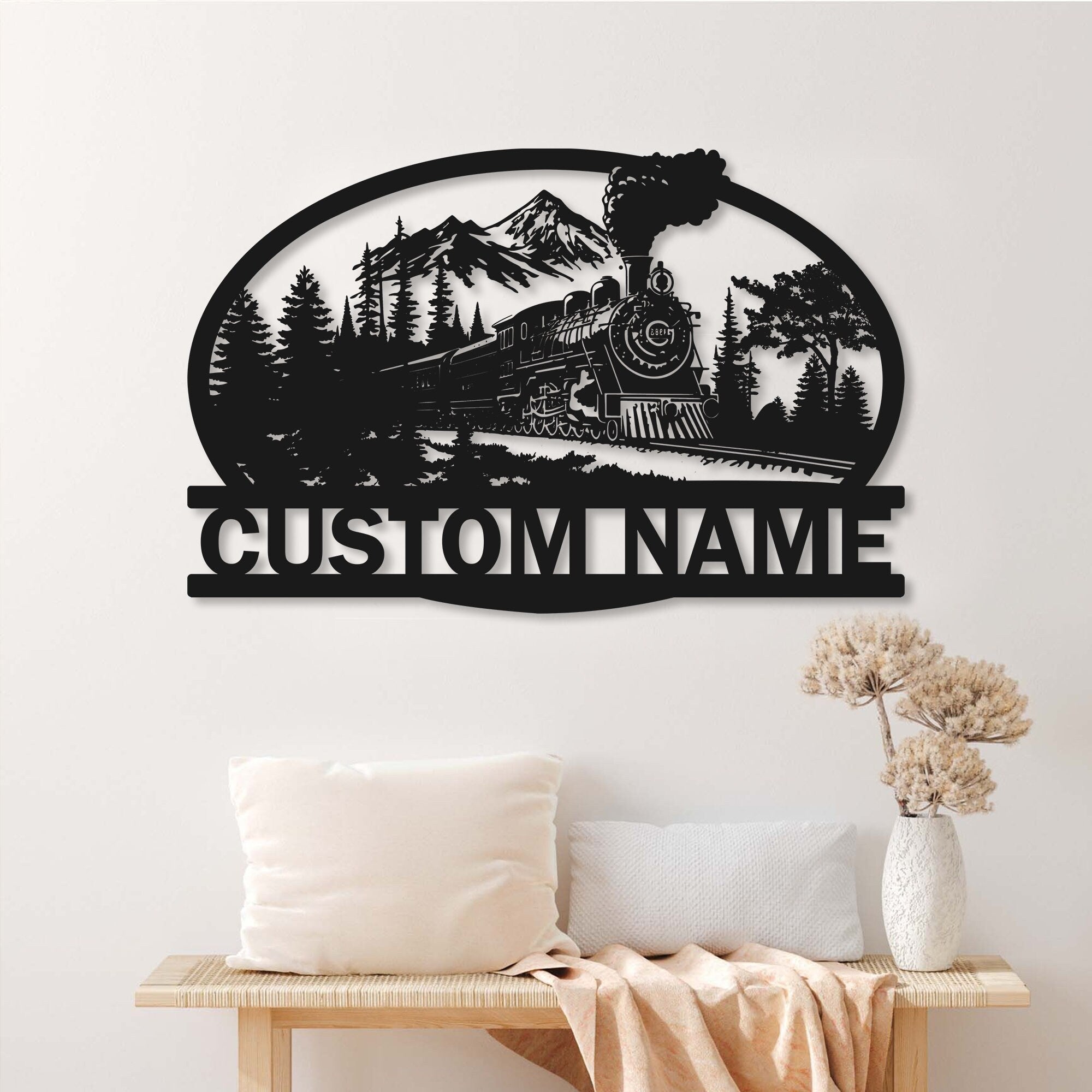 Custom Steam Engine Train Locomotive Metal Wall Art with LED Light Personalized Train Driver Name Sign Home Decor Railroad Decoration | GearViral