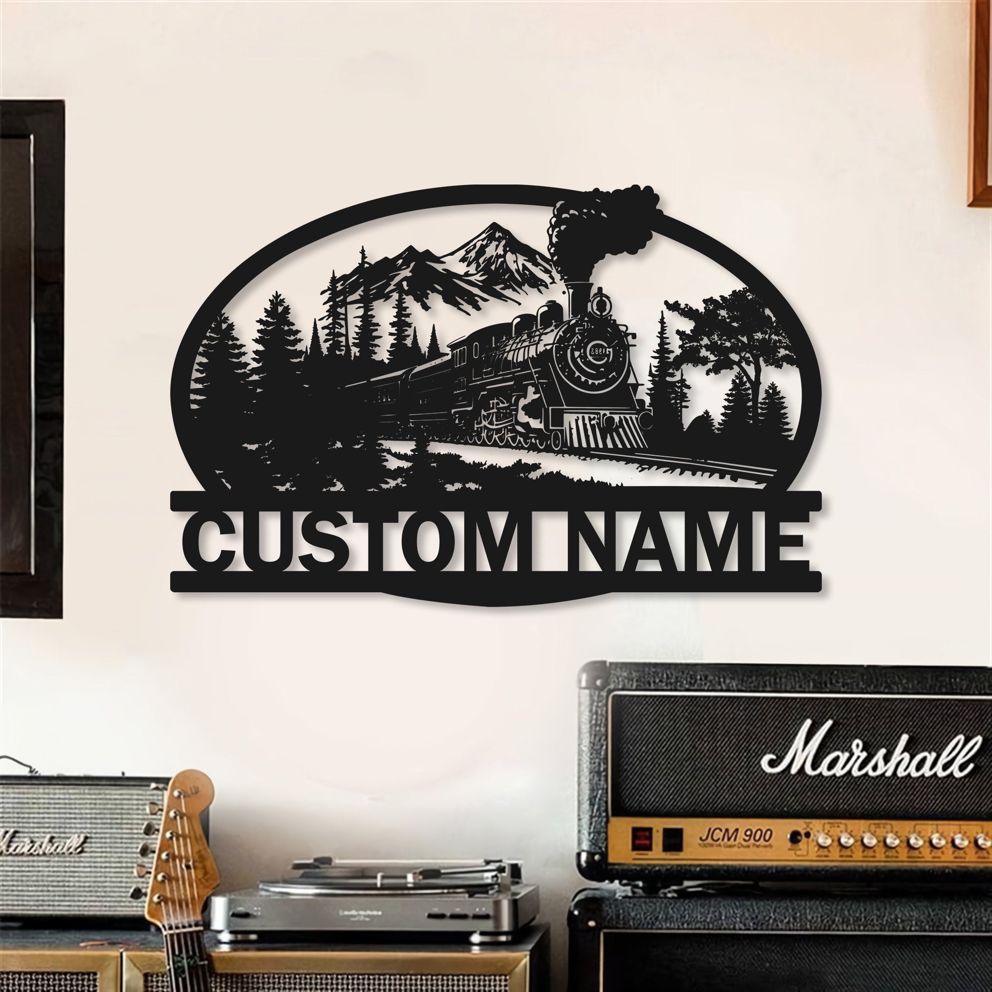 Custom Steam Engine Train Locomotive Metal Wall Art with LED Light Personalized Train Driver Name Sign Home Decor Railroad Decoration | GearViral