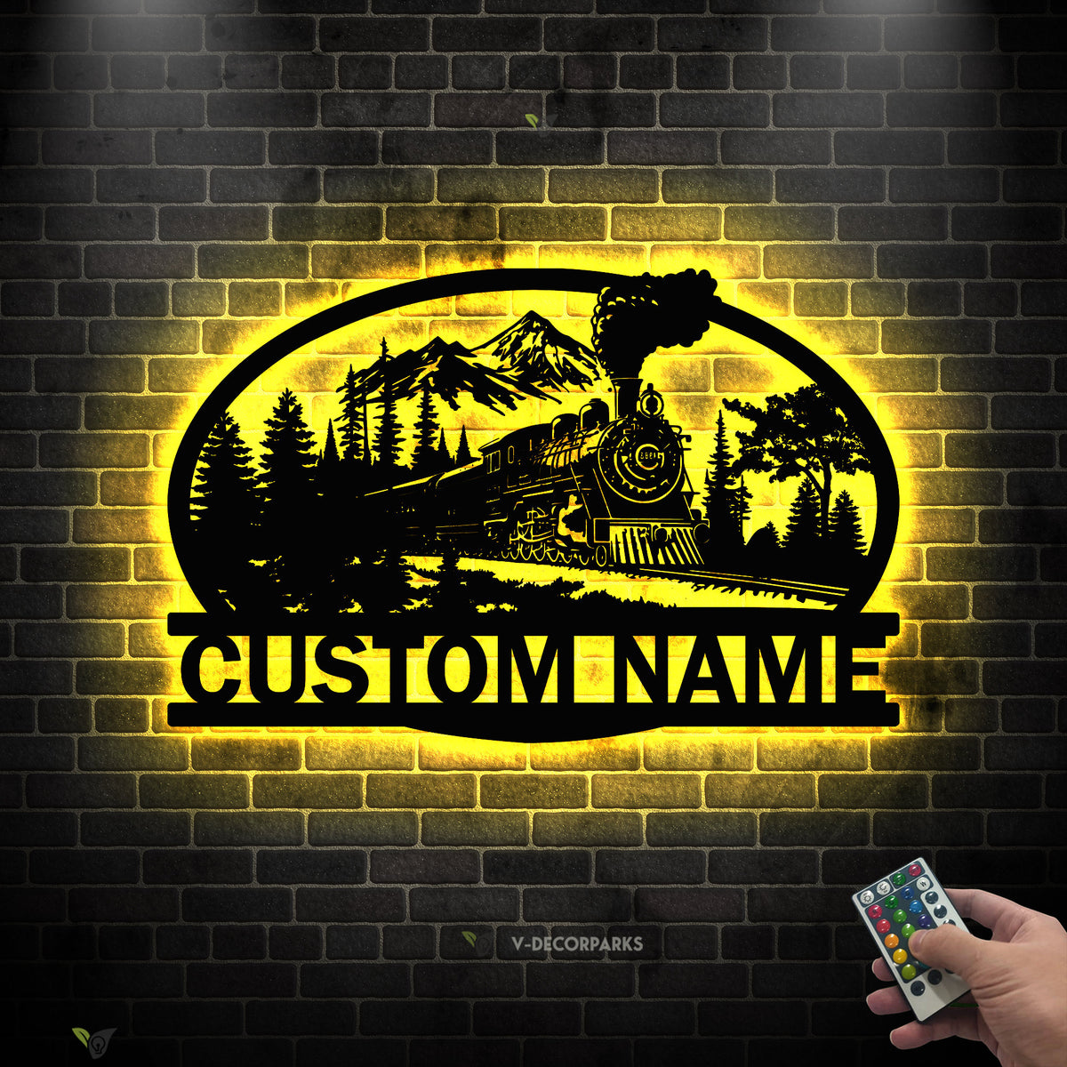 Custom Steam Engine Train Locomotive Metal Wall Art with LED Light Personalized Train Driver Name Sign Home Decor Railroad Decoration | GearViral