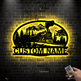 Custom Steam Engine Train Locomotive Metal Wall Art with LED Light Personalized Train Driver Name Sign Home Decor Railroad Decoration | GearViral