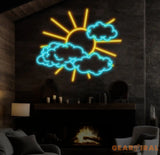 Custom Sun and Clouds Neon Sign LED Sun Wall Decor for Bedroom Light Up Cloud Neon Sign Nature Inspired Wall Art LED
