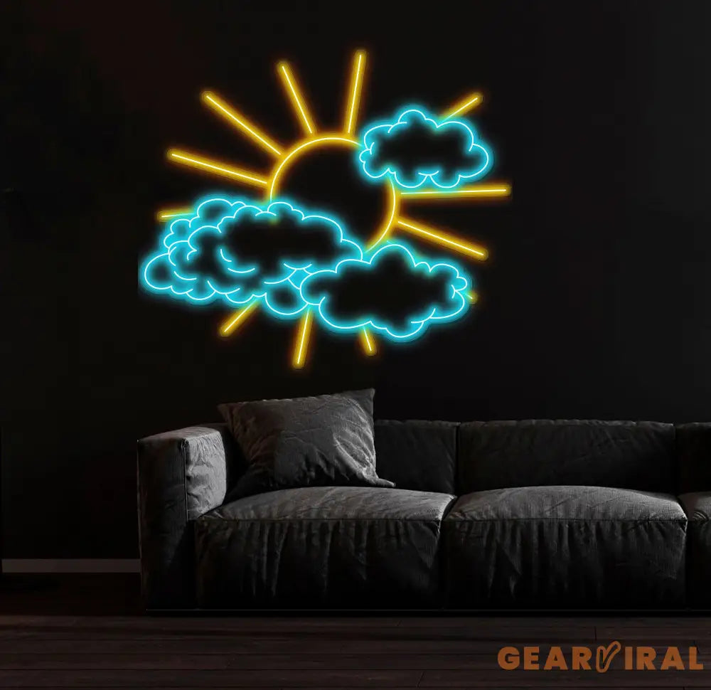 Custom Sun and Clouds Neon Sign LED Sun Wall Decor for Bedroom Light Up Cloud Neon Sign Nature Inspired Wall Art LED