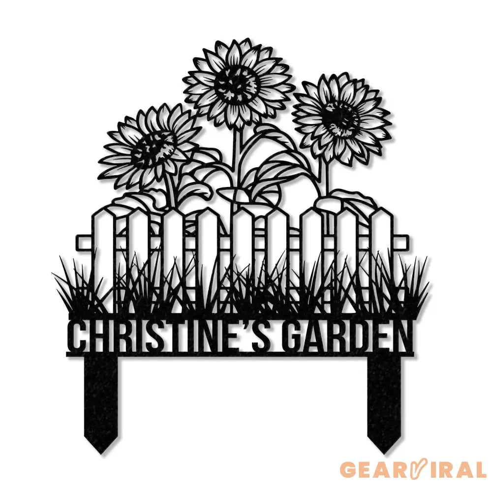 Custom Sunflower Garden Stake Sunflower Metal Sign Garden Flower Sign Custom Garden Name Sign Garden Decor Yard Art