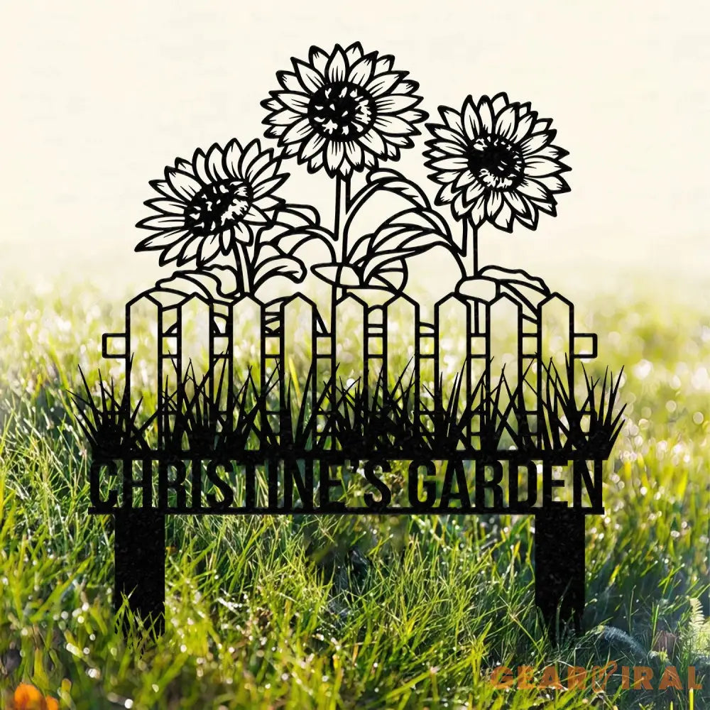 Custom Sunflower Garden Stake Sunflower Metal Sign Garden Flower Sign Custom Garden Name Sign Garden Decor Yard Art