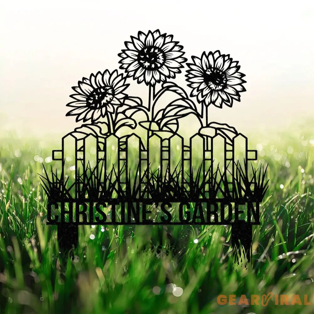 Custom Sunflower Garden Stake Sunflower Metal Sign Garden Flower Sign Custom Garden Name Sign Garden Decor Yard Art