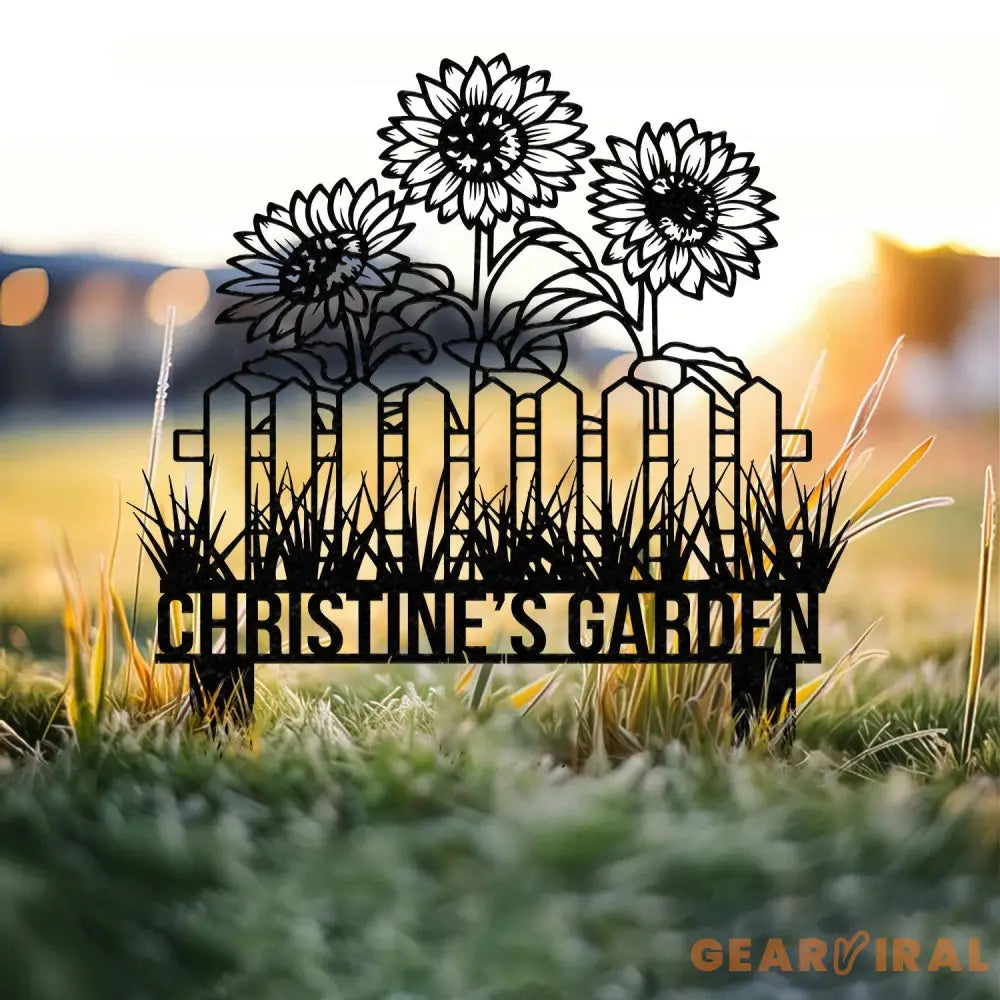 Custom Sunflower Garden Stake Sunflower Metal Sign Garden Flower Sign Custom Garden Name Sign Garden Decor Yard Art