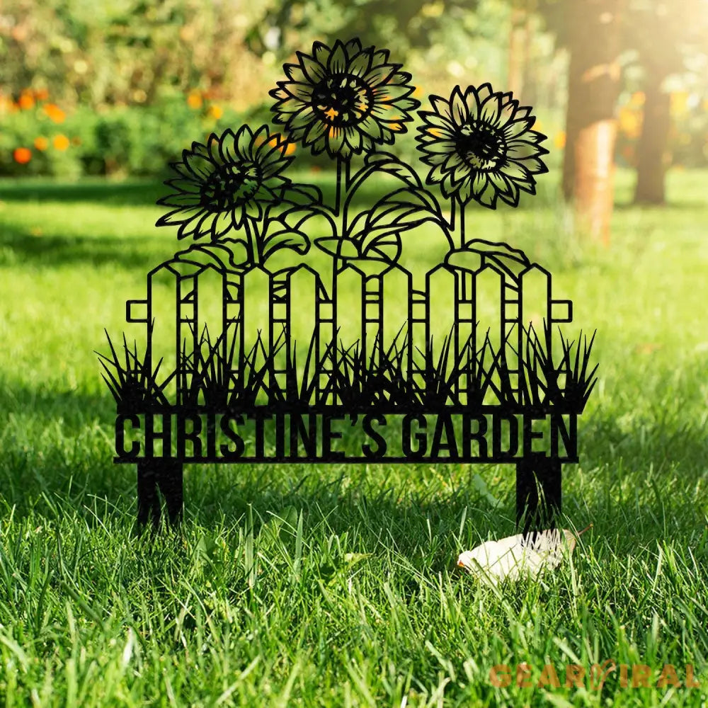 Custom Sunflower Garden Stake Sunflower Metal Sign Garden Flower Sign Custom Garden Name Sign Garden Decor Yard Art