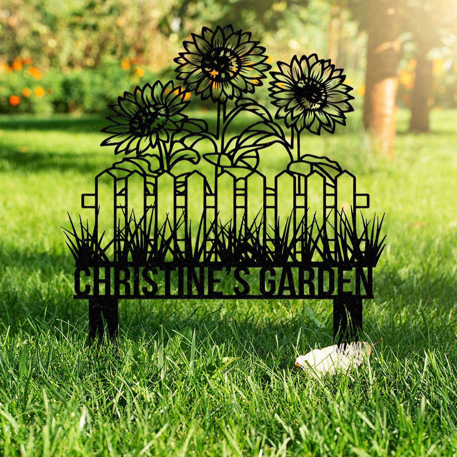 Custom Sunflower Garden Stake, Sunflower Metal Sign, Garden Flower Sign, Custom Garden Name Sign, Garden Decor, Yard Art, Housewarming Gift
