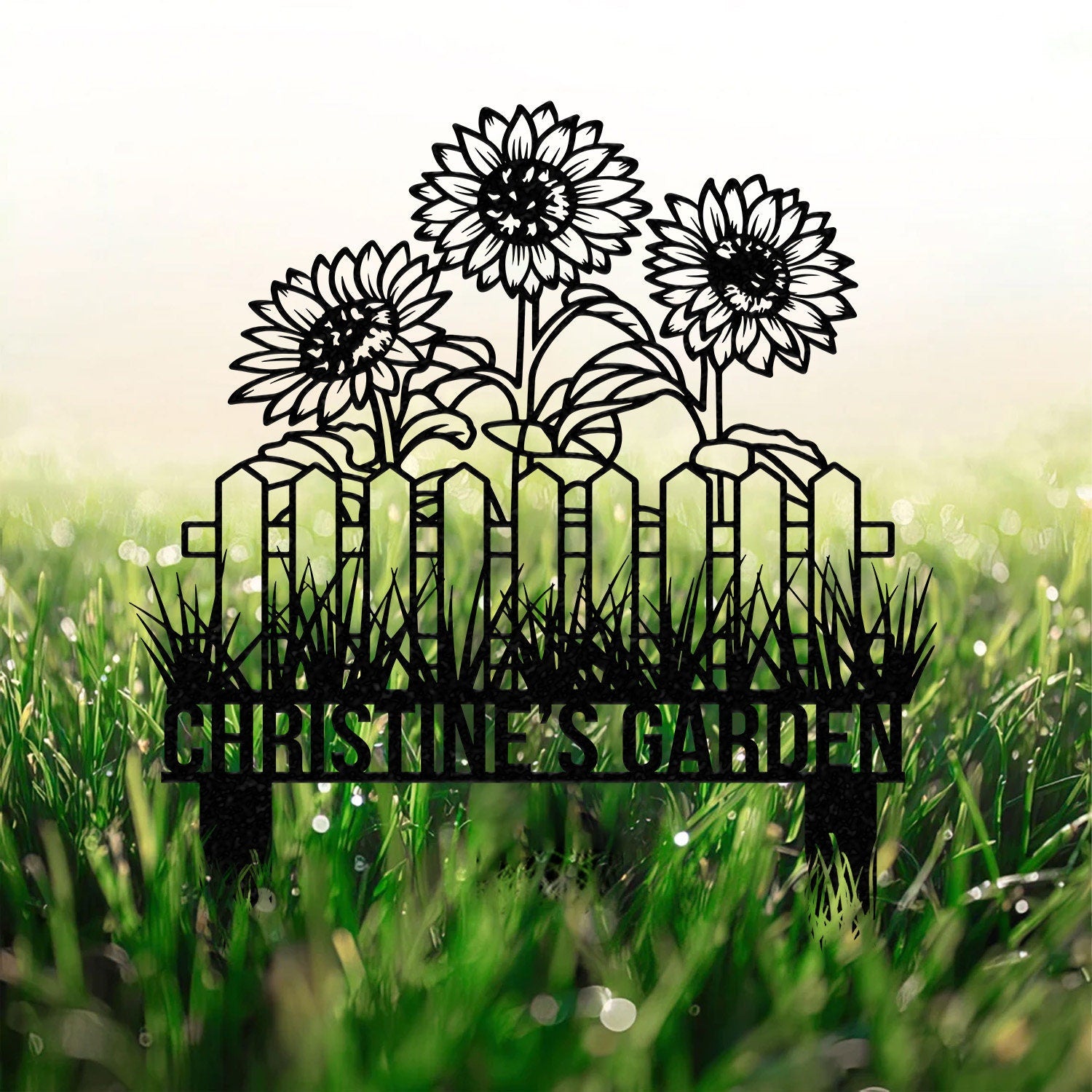 Custom Sunflower Garden Stake, Sunflower Metal Sign, Garden Flower Sign, Custom Garden Name Sign, Garden Decor, Yard Art, Housewarming Gift