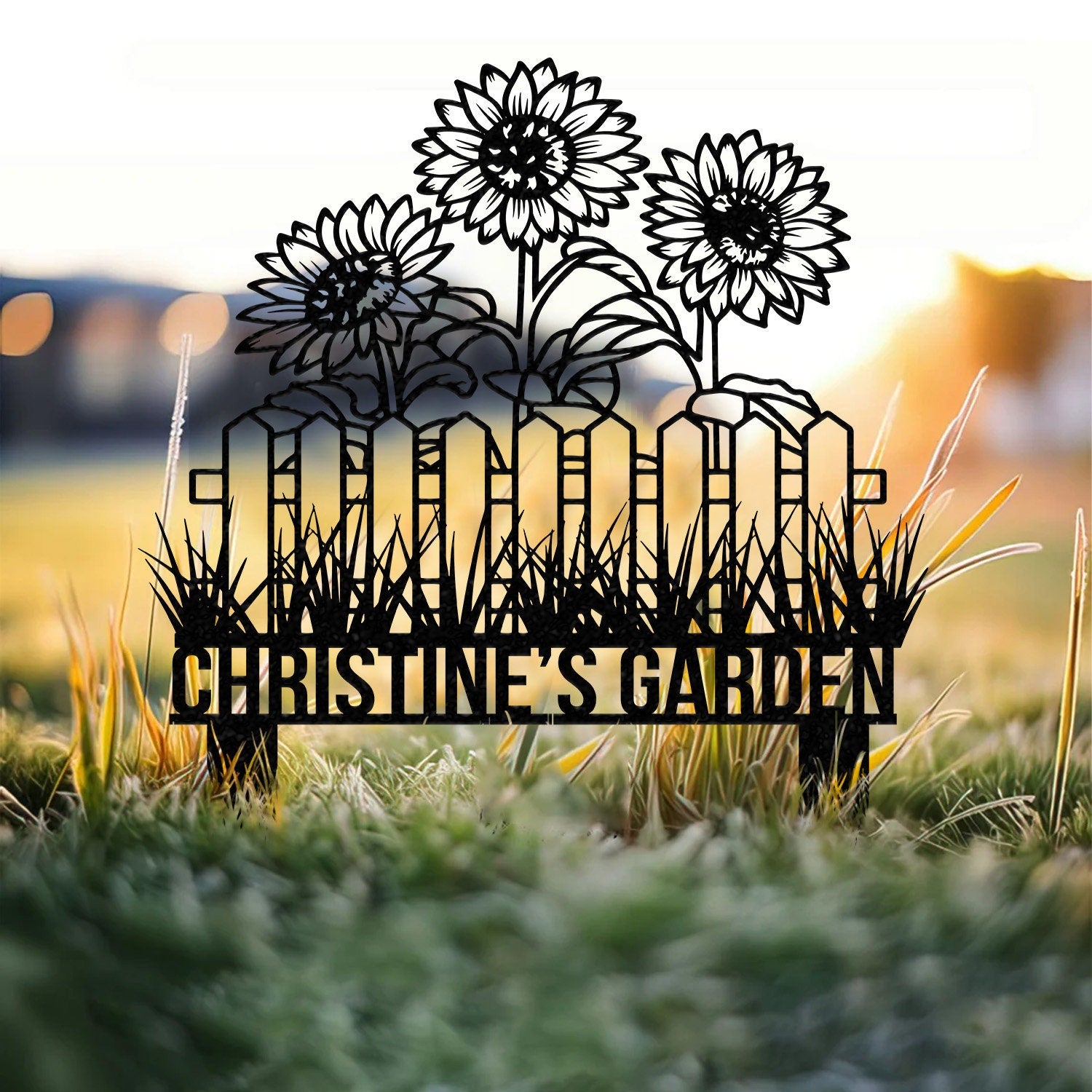 Custom Sunflower Garden Stake, Sunflower Metal Sign, Garden Flower Sign, Custom Garden Name Sign, Garden Decor, Yard Art, Housewarming Gift