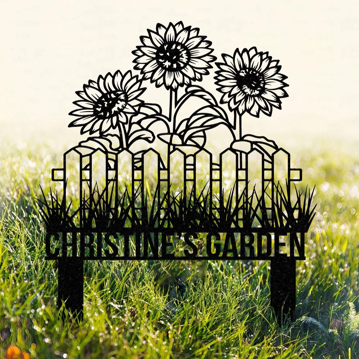 Custom Sunflower Garden Stake, Sunflower Metal Sign, Garden Flower Sign, Custom Garden Name Sign, Garden Decor, Yard Art, Housewarming Gift
