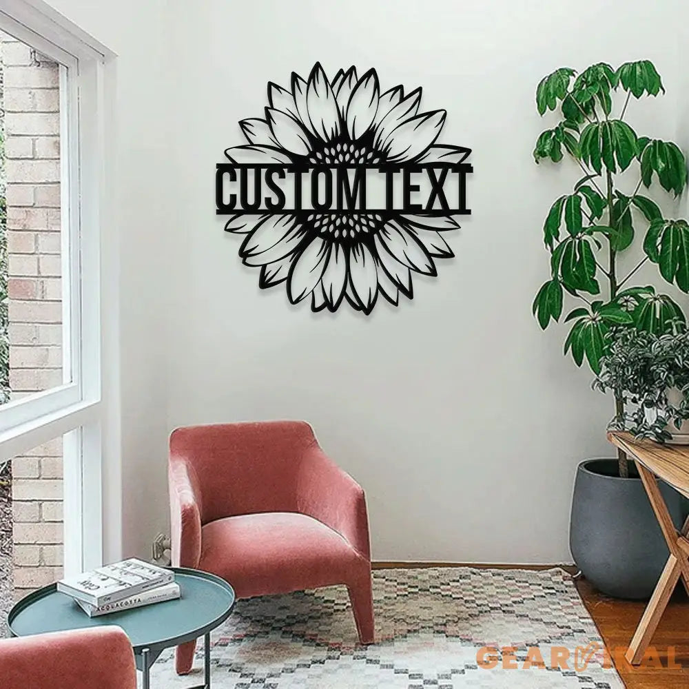 Custom Sunflower Metal Family Name LED Sign - Personalized Monogram Wall Art - Last Name Initial Hanging - Perfect