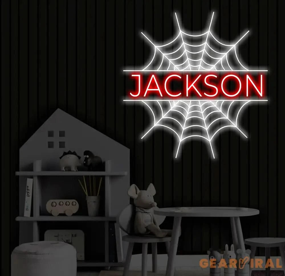 Custom Superhero Spider Name Neon Sign Personalized Spider Web Name Sign Superhero Name Wall Art Birthday Decor Kids