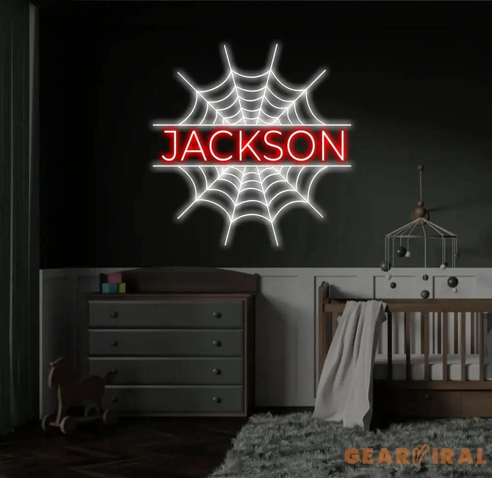 Custom Superhero Spider Name Neon Sign Personalized Spider Web Name Sign Superhero Name Wall Art Birthday Decor Kids