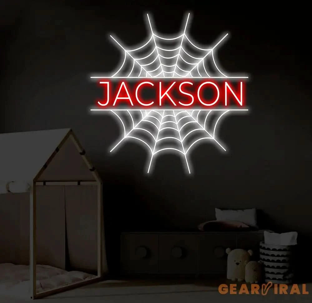 Custom Superhero Spider Name Neon Sign Personalized Spider Web Name Sign Superhero Name Wall Art Birthday Decor Kids