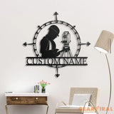Custom Surveyor Engineer Metal Wall Art LED Light Personalized Geodetic Device Name Sign Decor Tool Scale Construction